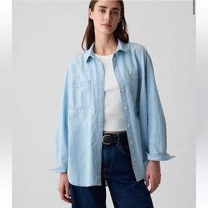 Gap chambray denim big shirt - size xxs regular light indigo